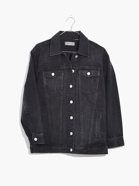Madewell The Oversized Jean Jacket in Lunar Wash Black Denim